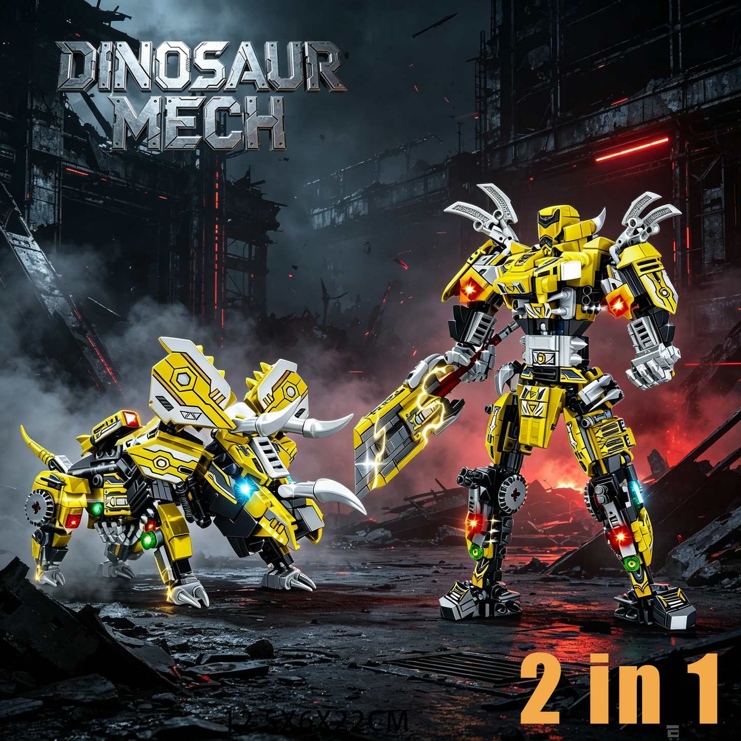 ตัวต่อหุ่นยนต์ไทรเซอราทอปส์ 2-in-1, ของเล่น STEM