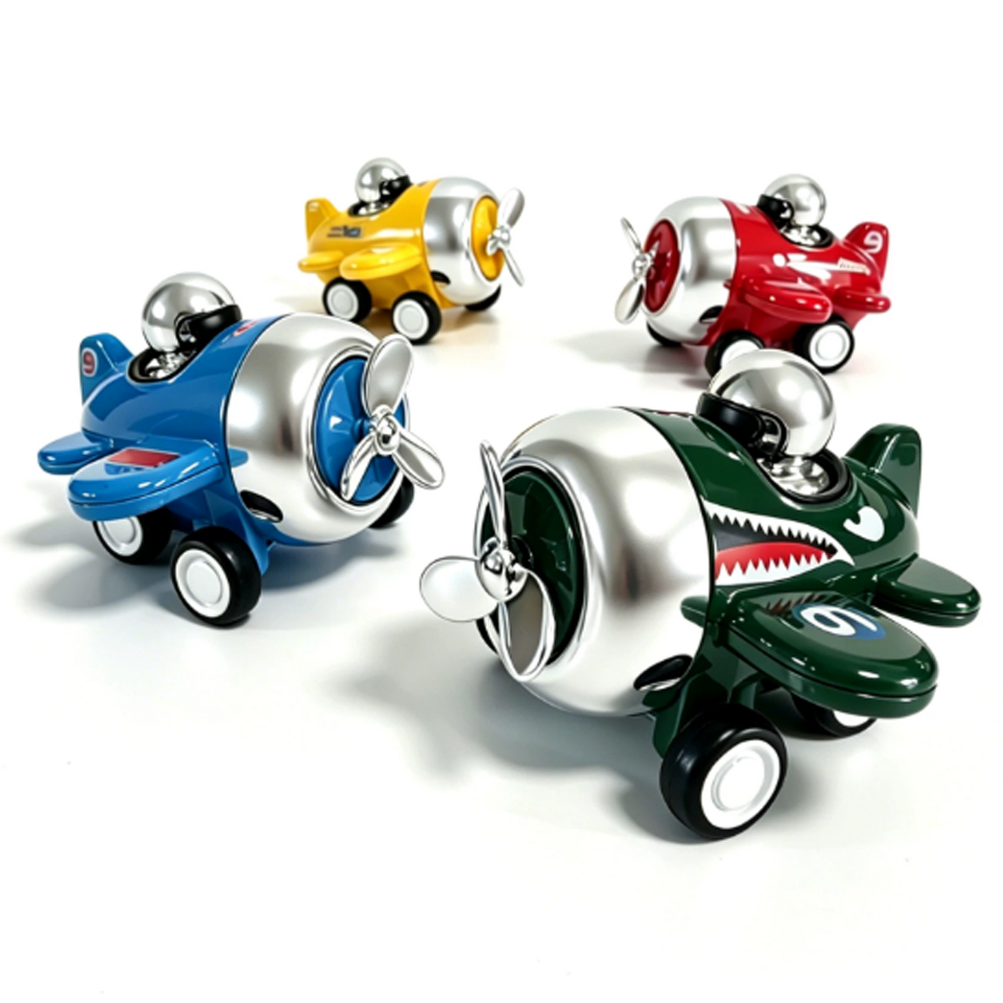 4PCS Press & Go Toy Airplanes, Friction-Powered Fighter Planes for Kids