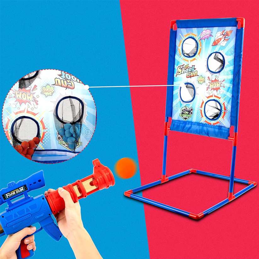 Foam Ball Air-Powered Shooting Game with Target Stand