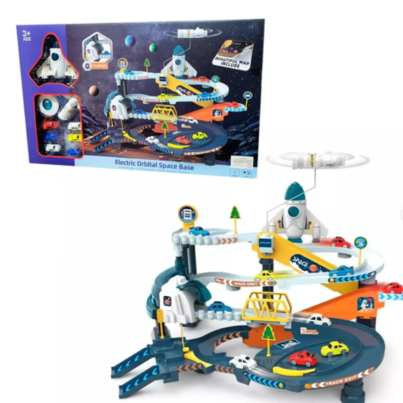 Electric Orbital Space Base Car Track Playset