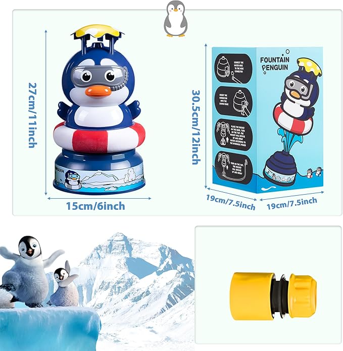 Penguin Water Sprinkler & Rocket Launcher Toy for Kids