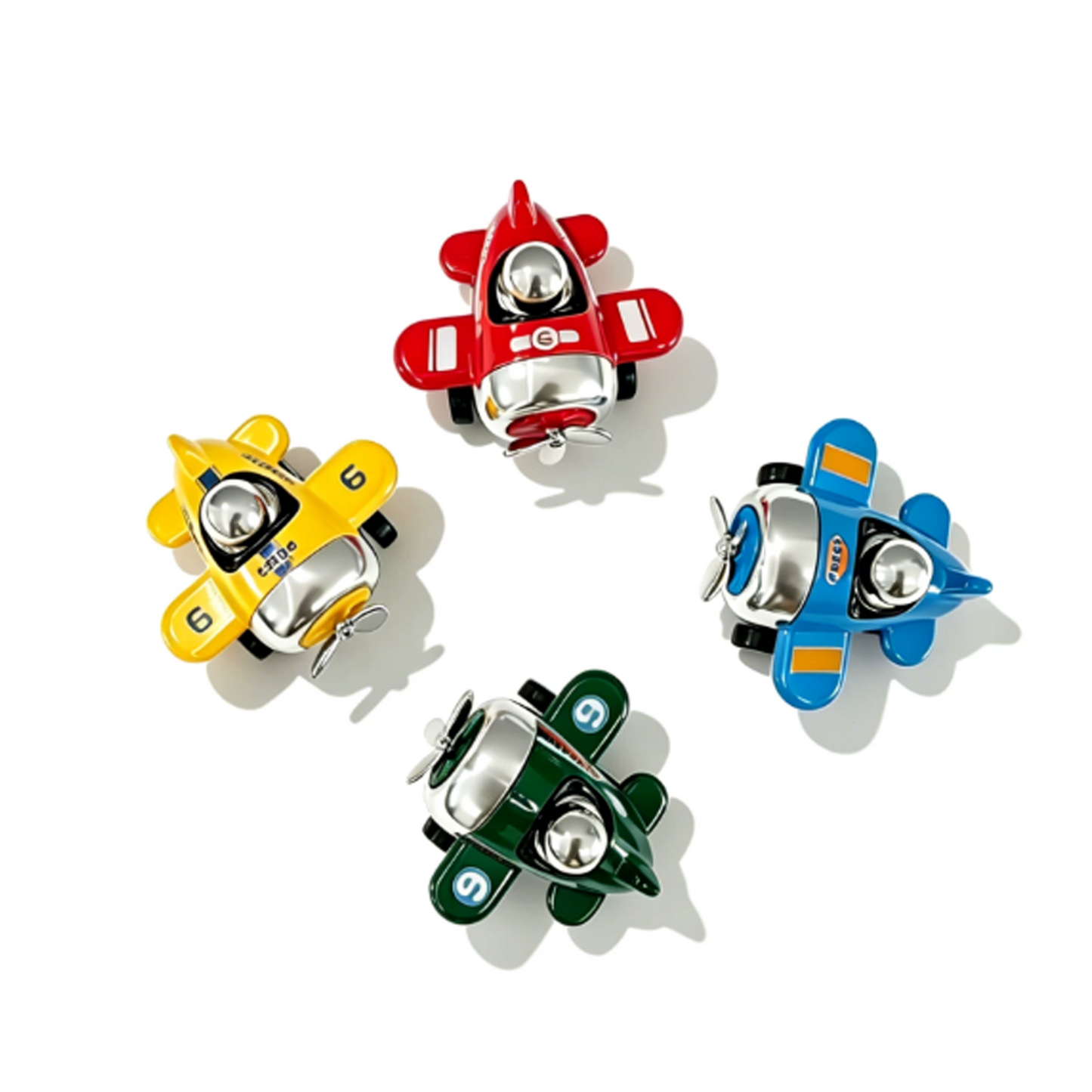 4PCS Press & Go Toy Airplanes, Friction-Powered Fighter Planes for Kids