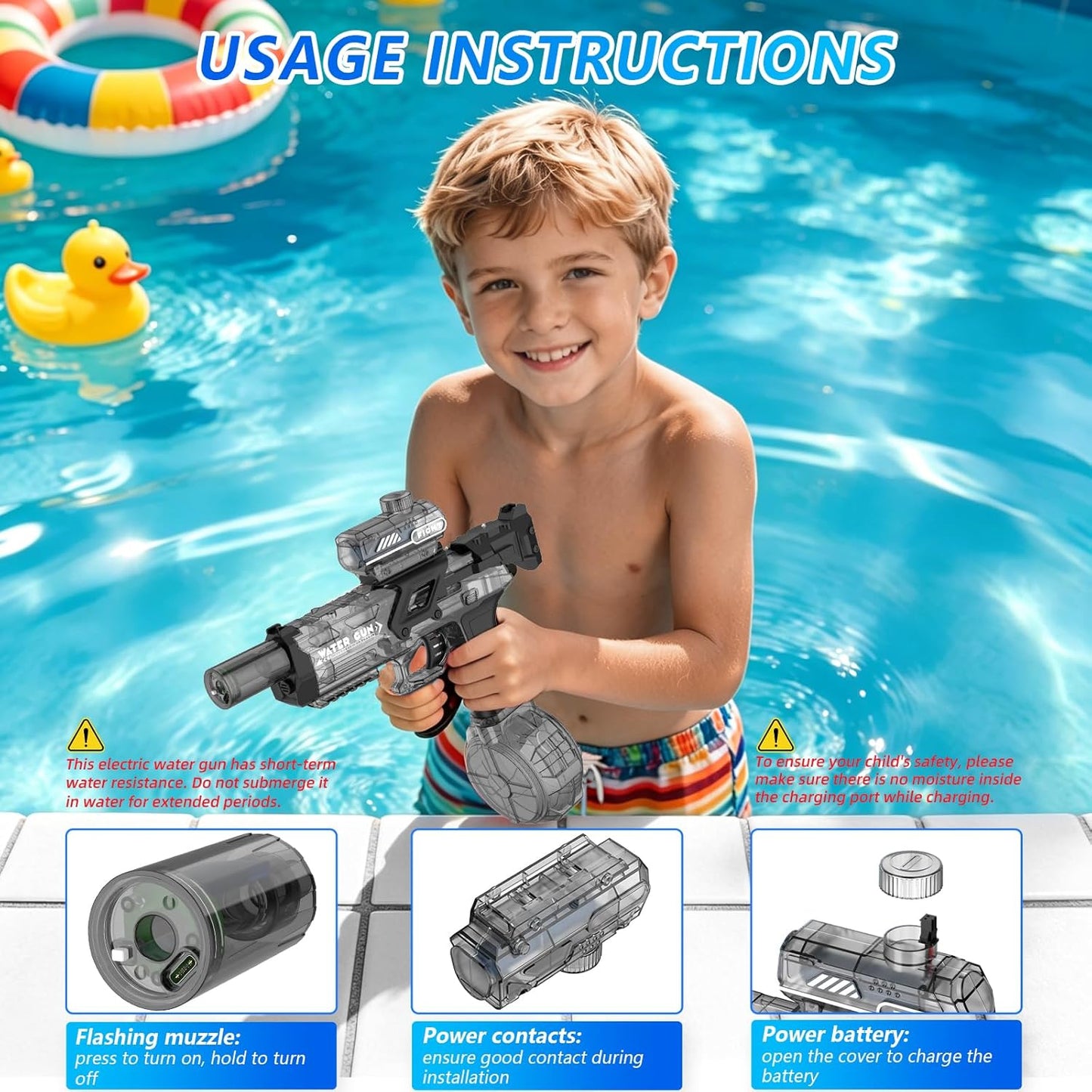Transparent Electric Water Gun with Lights