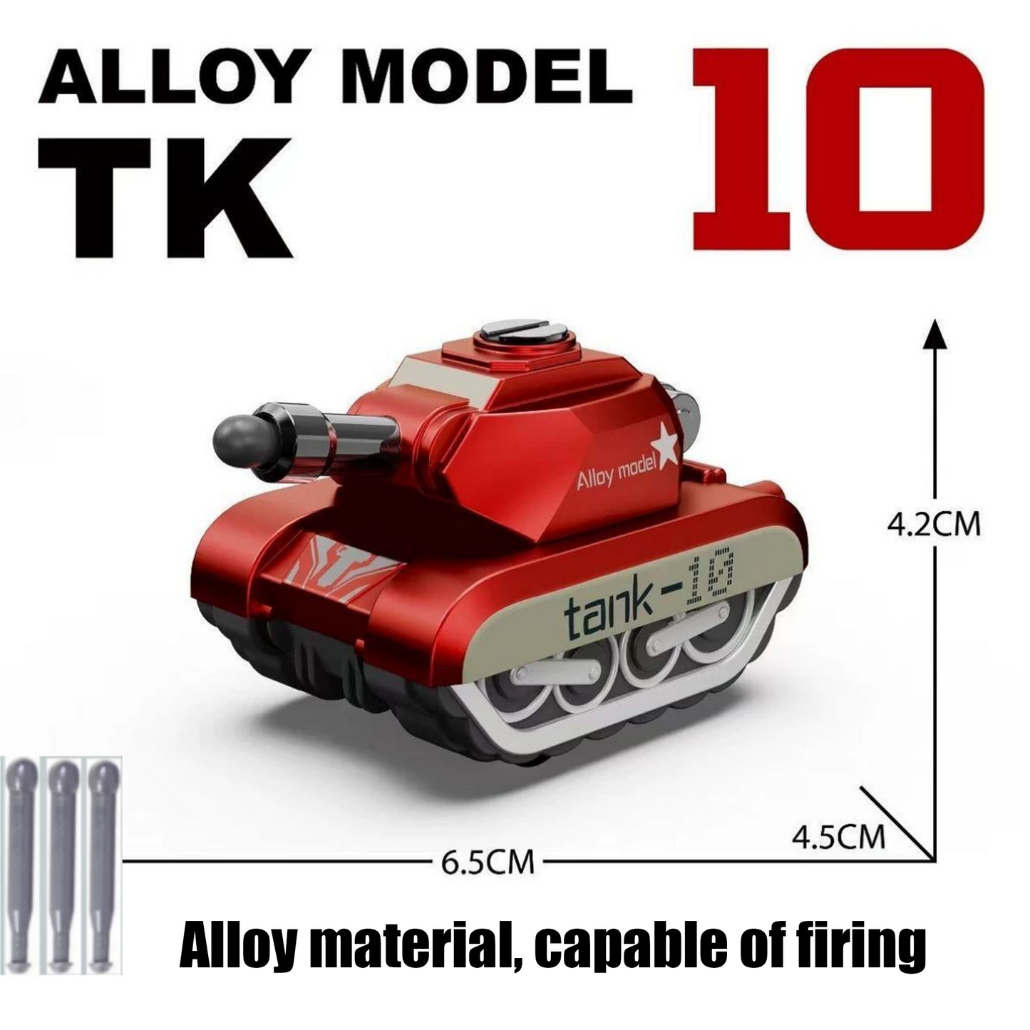 Alloy Pull-Back Tank Toy, Firing Bullet Shooting Tank for Kids