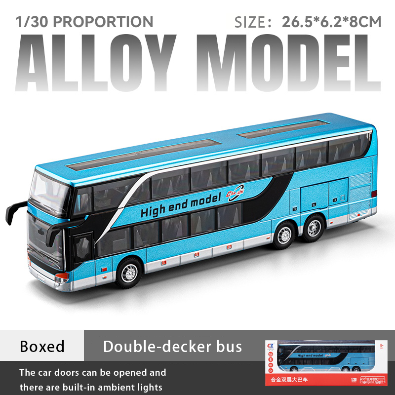 1:30 Alloy Double-Decker Bus Model with Light & Sound