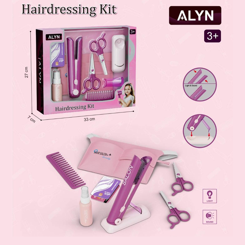 Kids Hair Salon Styling Pretend Play Kit with Light & Sound
