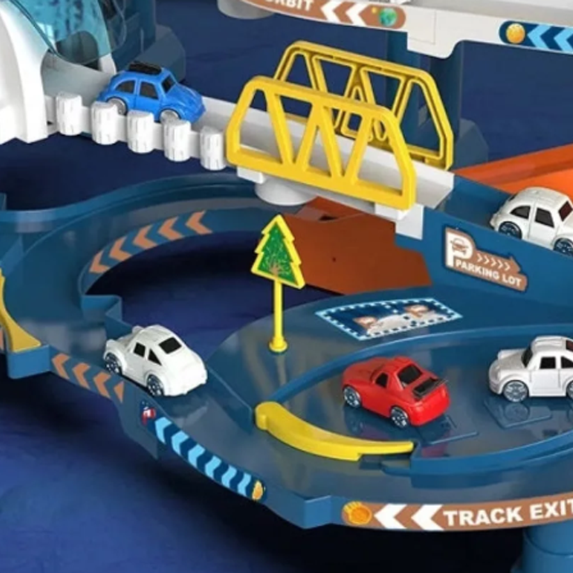 Electric Orbital Space Base Car Track Playset