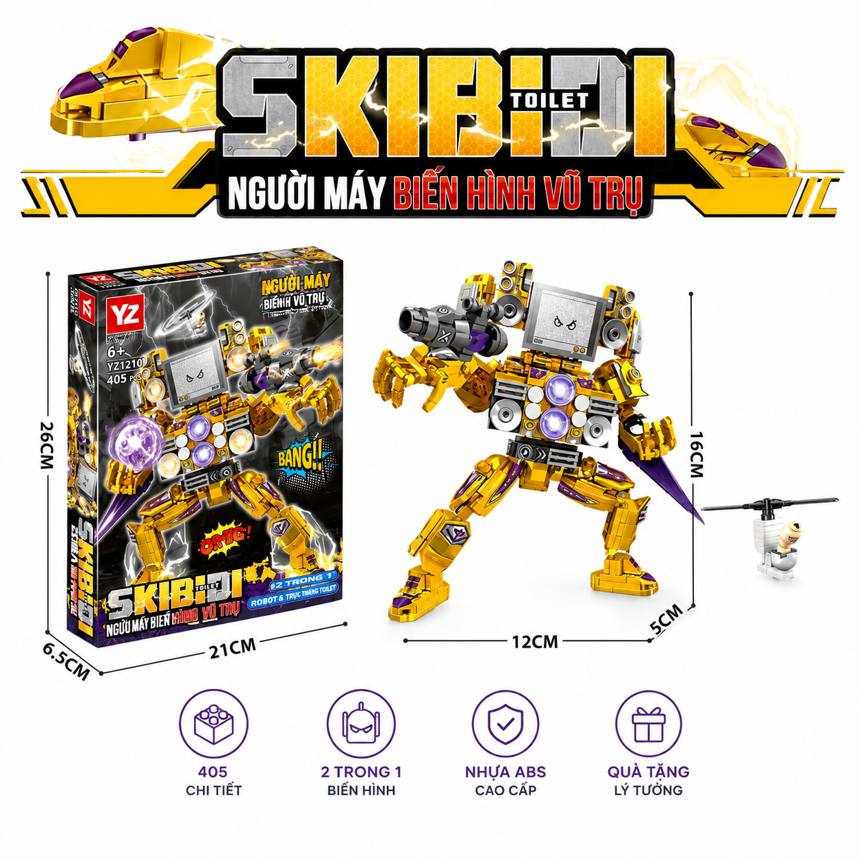 Skibidi Toilet Golden Titan TV Man Building Blocks