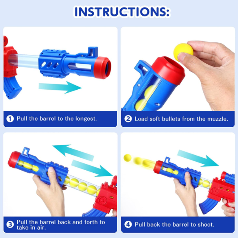 Foam Ball Air-Powered Shooting Game with Target Stand