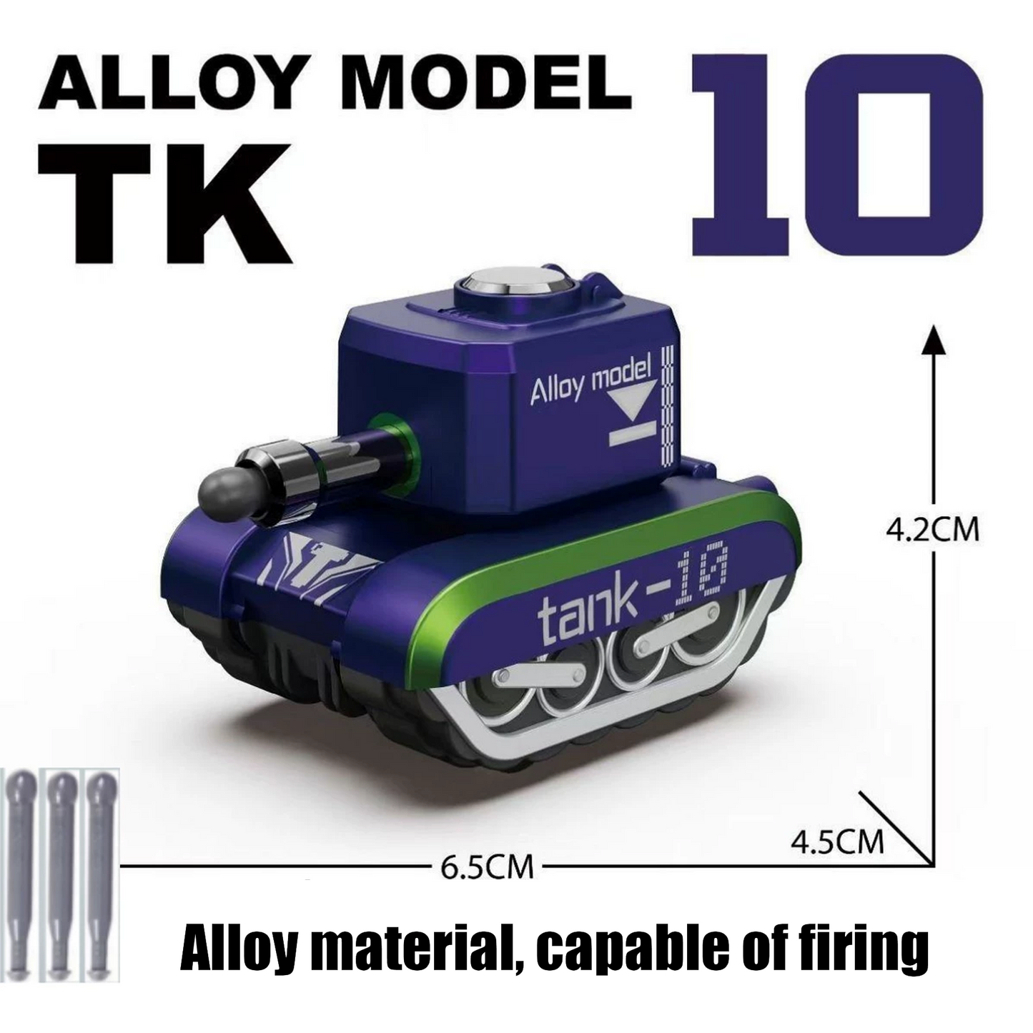 Alloy Pull-Back Tank Toy, Firing Bullet Shooting Tank for Kids