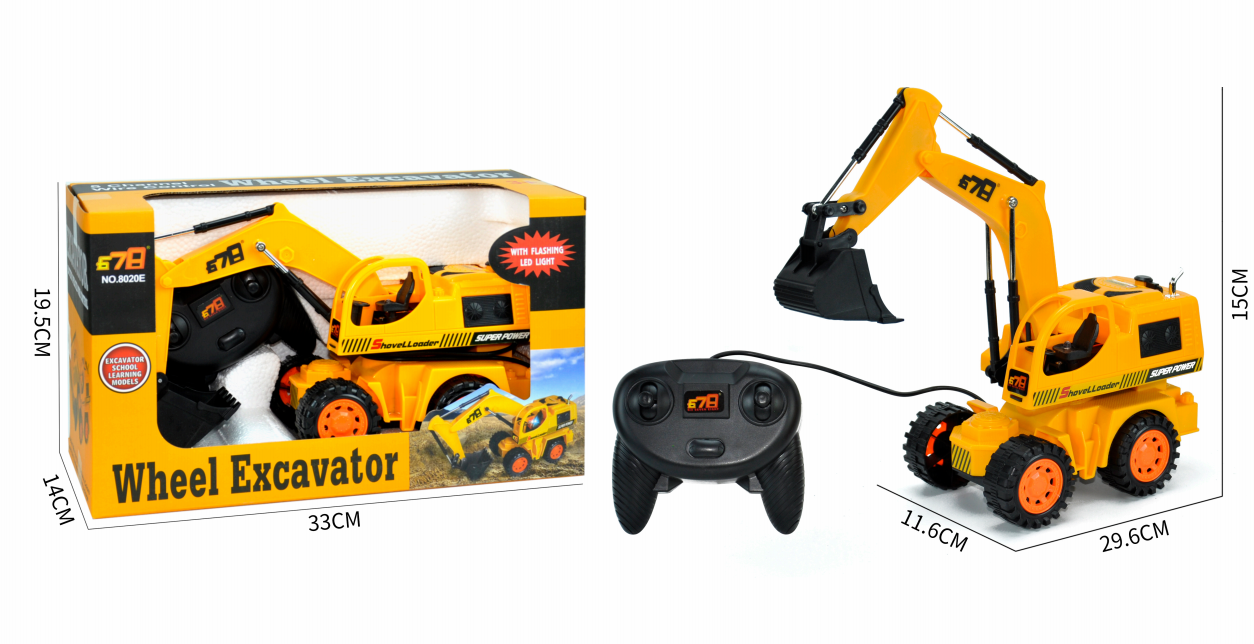 8020E-Wired Remote Control Wheel Excavator Toy